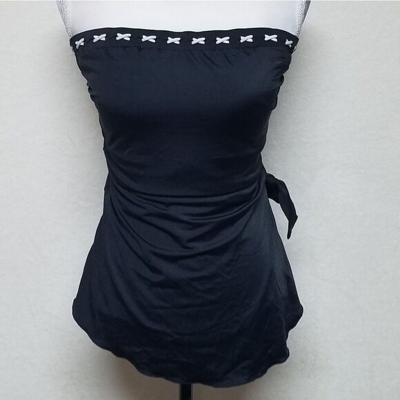 VINTAGE Le Cove Black Strapless Cross Swimsuit - Picture 2 of 13